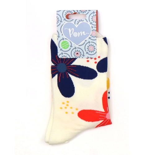 Cream Mix Bold Floral Dotty Ankle Socks by Peace of Mind